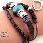 Silver heart charm leather ..