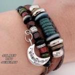 Silver moon charm leather b..