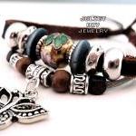 Silver butterfly charm leat..