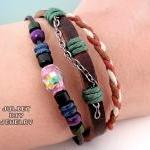 Unisex pink ceramic bead le..