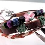 Unisex pink ceramic bead le..