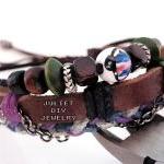 Leather bracelet hemp woven..