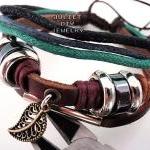 Leaf Design Leather Bracel..