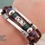 Unisex swirl bead leather z..