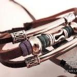Unisex swirl bead leather z..