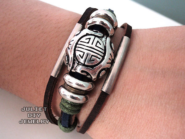 Unisex longevity leather bracelet