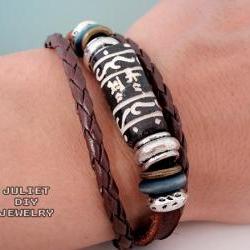 Wild life leather woven bracelet