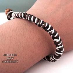 Black, brown and white hemp woven bracelet